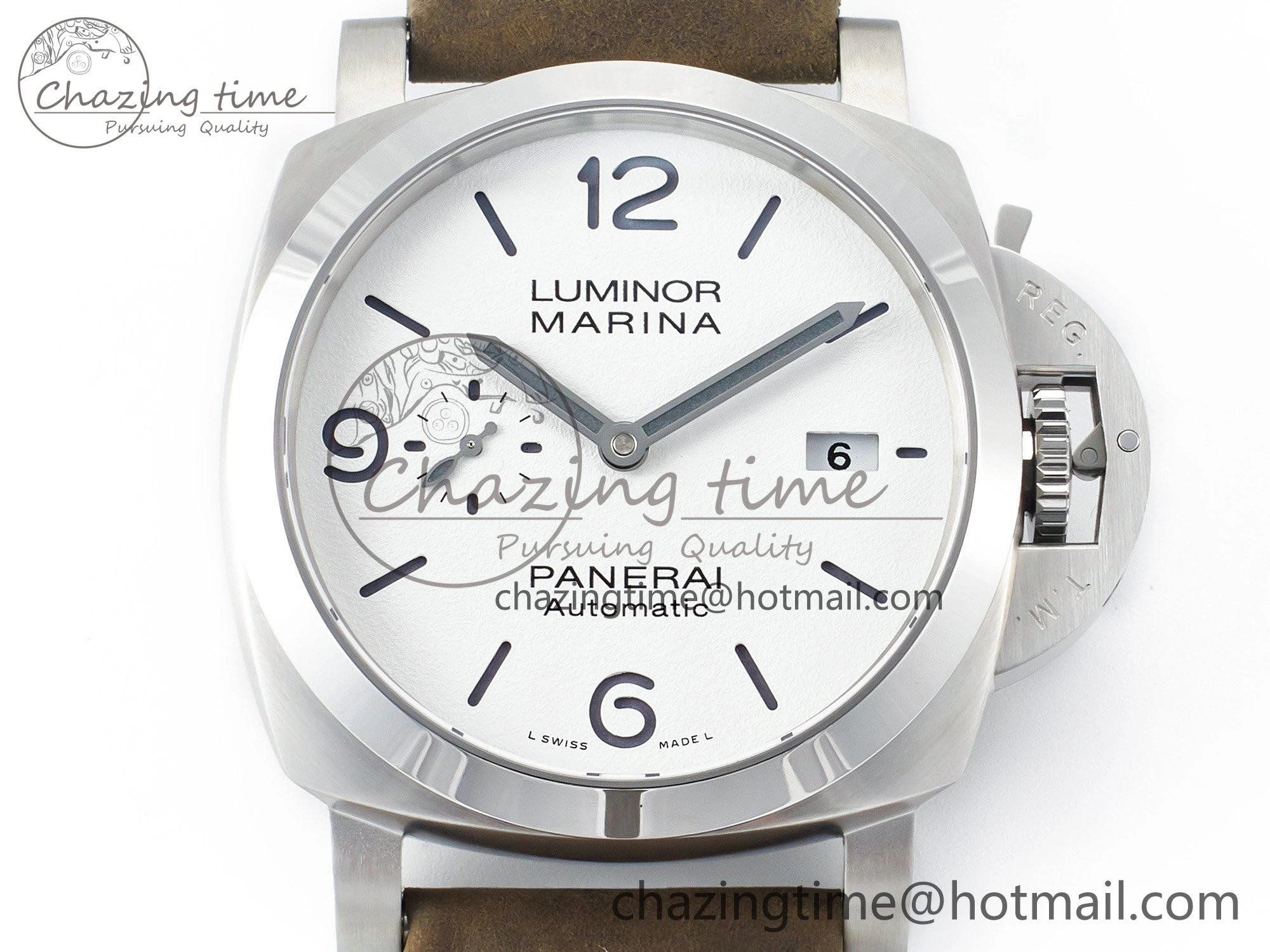 TopPick PAM 1314 TTF 1:1 Best Edition White Dial on Gray Asso Strap P. 8335