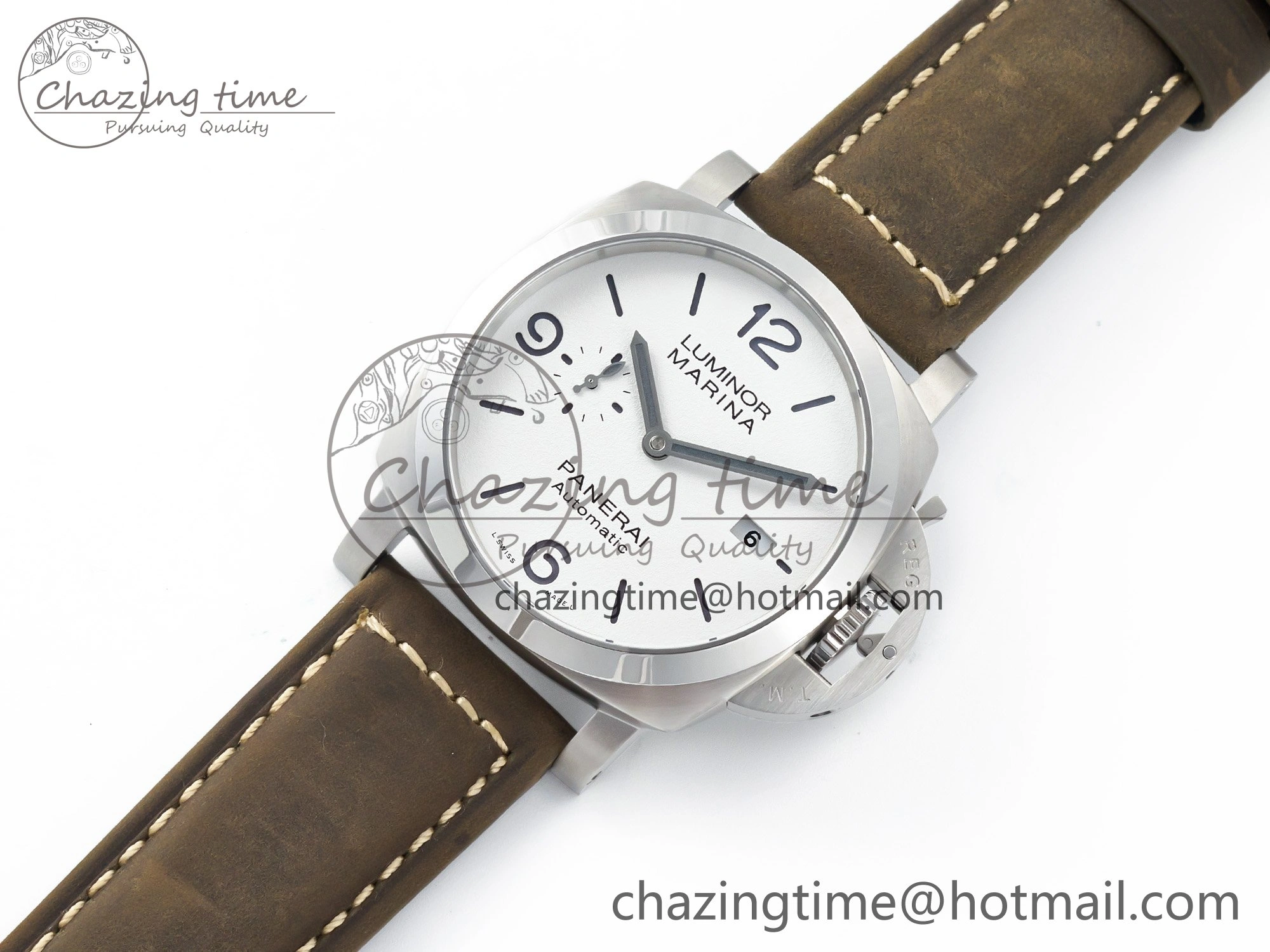 TopPick PAM 1314 TTF 1:1 Best Edition White Dial on Gray Asso Strap P. 8335