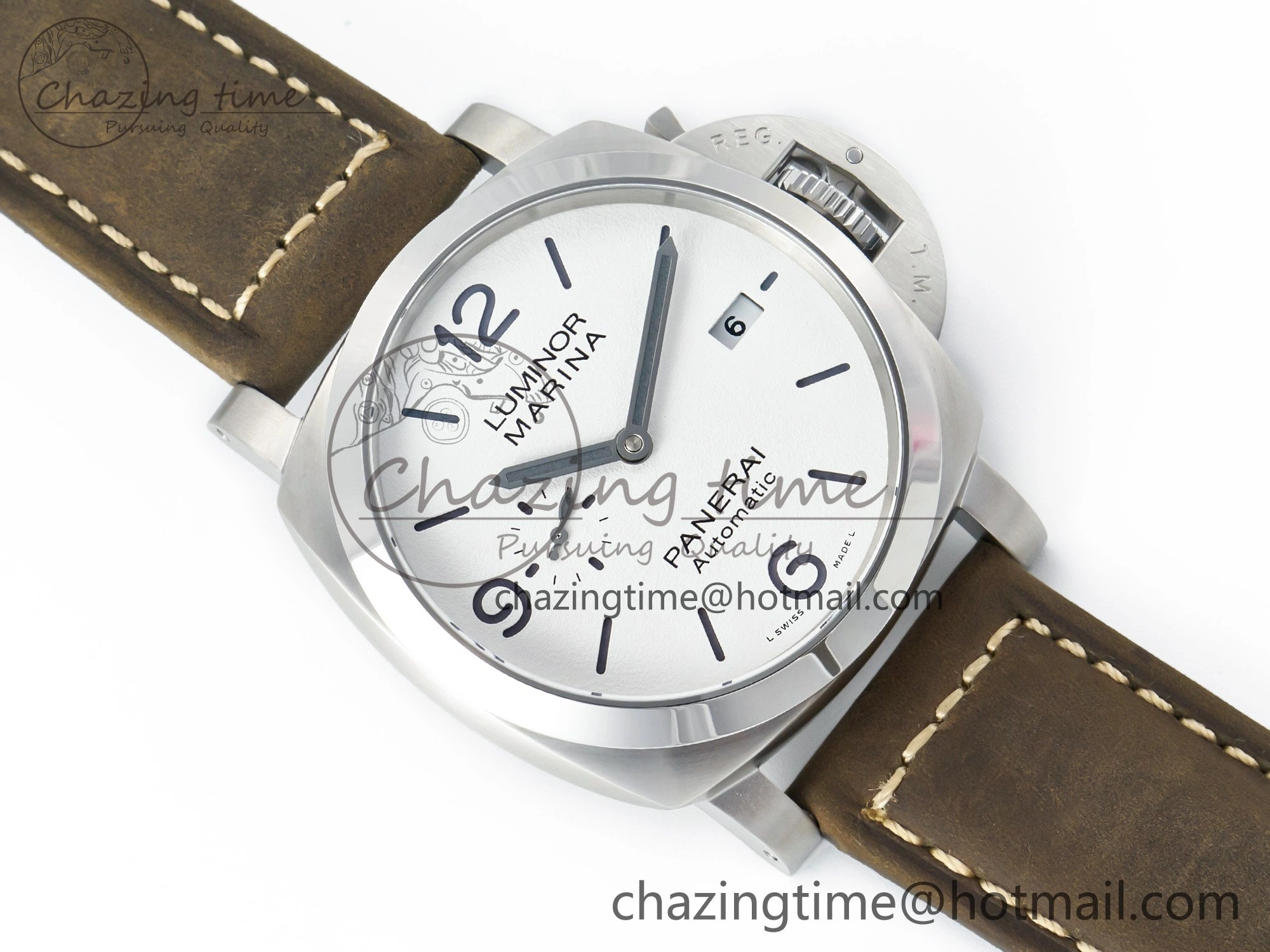TopPick PAM 1314 TTF 1:1 Best Edition White Dial on Gray Asso Strap P. 8335