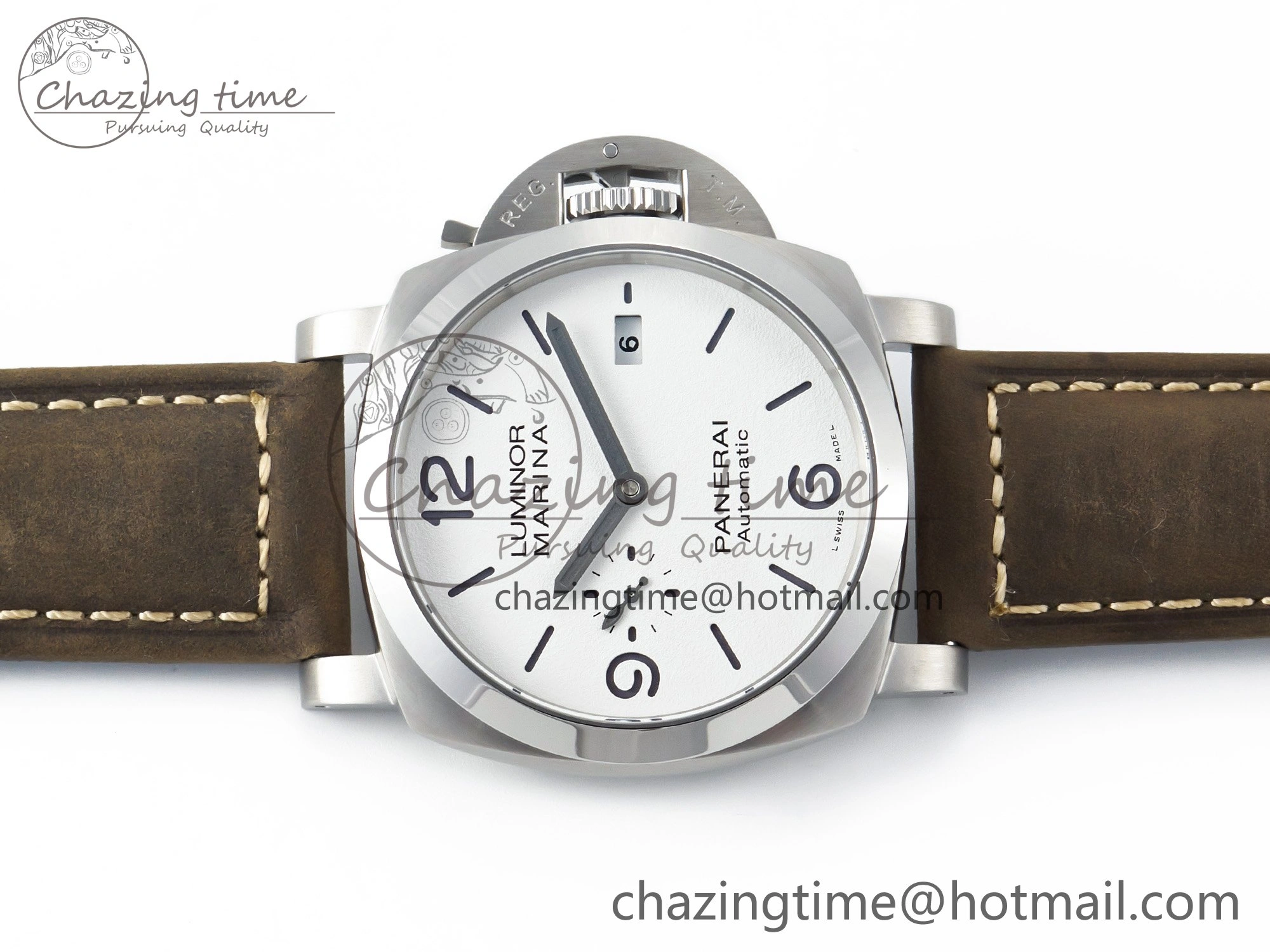 TopPick PAM 1314 TTF 1:1 Best Edition White Dial on Gray Asso Strap P. 8335
