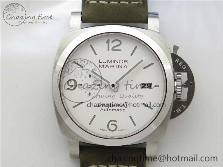 PAM 1314 VSF 1:1 Best Edition White Dial on Gray Asso Strap P.9010 Clone FastDry 8393