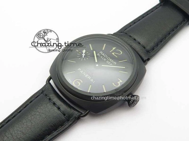 Stylish PAM 292J Real Ceramic ZF 1:1 Best Edition On Black Leather Strap A 8497