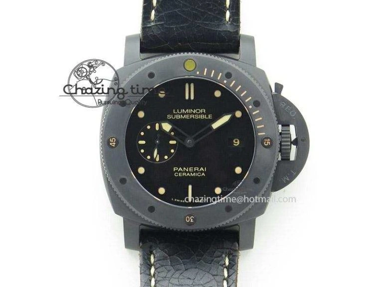 Stretchable PAM 292M 1:1 H Maker Latest Version on Black Leather Strap 8600