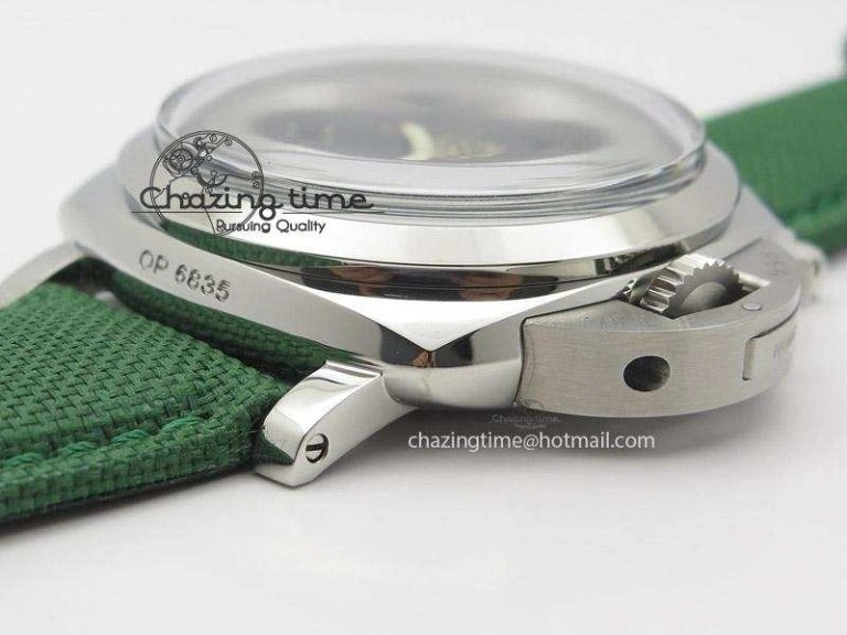 PAM 606 Q “Hong Kong” ZF Best Edition Black Dial On Green Nylon Strap P.3000 Super Clone StreetReady 8537