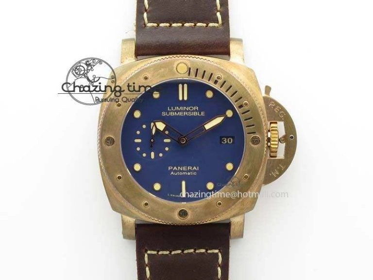 PAM 671 T Bronzo Lite XF Best Edition Blue Dial On Dark Brown Leather Strap P. Affordable 8469