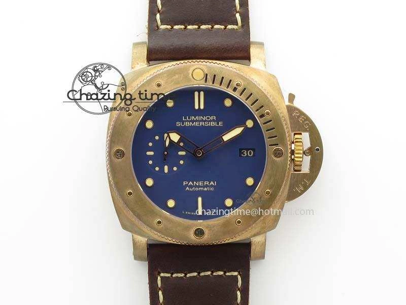 PAM 671 T Bronzo Lite XF Best Edition Blue Dial On Dark Brown Leather Strap P. Affordable 8469