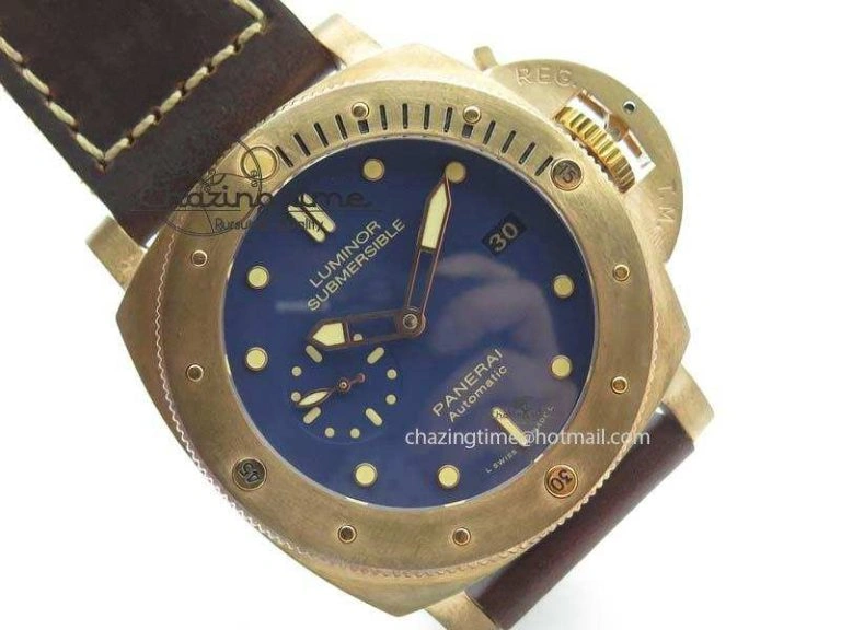 PAM 671 T Bronzo Lite XF Best Edition Blue Dial On Dark Brown Leather Strap P. Affordable 8469