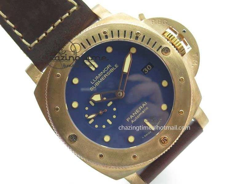 PAM 671 T Bronzo Lite XF Best Edition Blue Dial On Dark Brown Leather Strap P. Affordable 8469