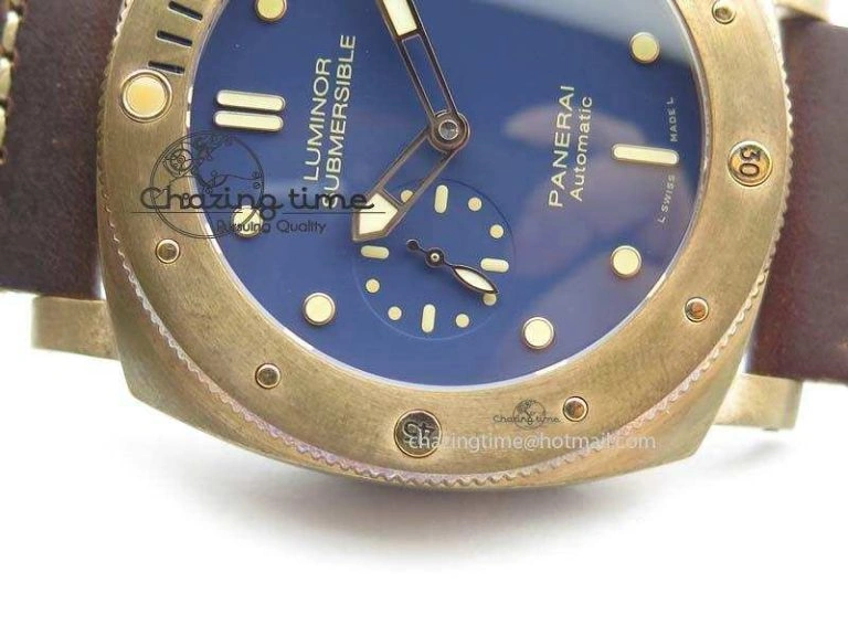 PAM 671 T Bronzo Lite XF Best Edition Blue Dial On Dark Brown Leather Strap P. Affordable 8469