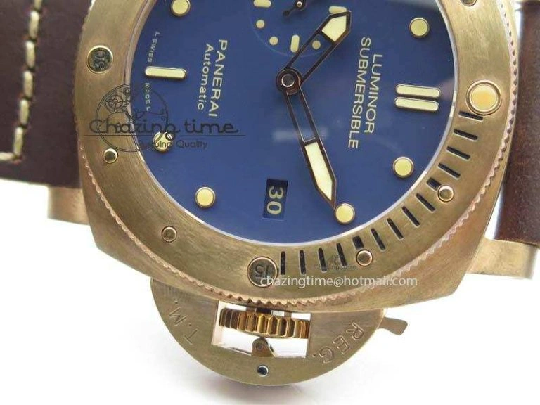 PAM 671 T Bronzo Lite XF Best Edition Blue Dial On Dark Brown Leather Strap P. Affordable 8469