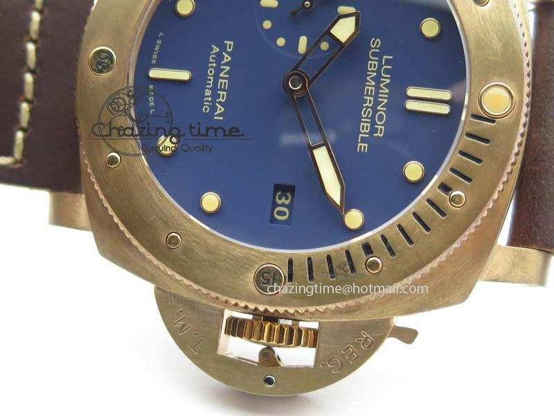 PAM 671 T Bronzo Lite XF Best Edition Blue Dial On Dark Brown Leather Strap P. Affordable 8469