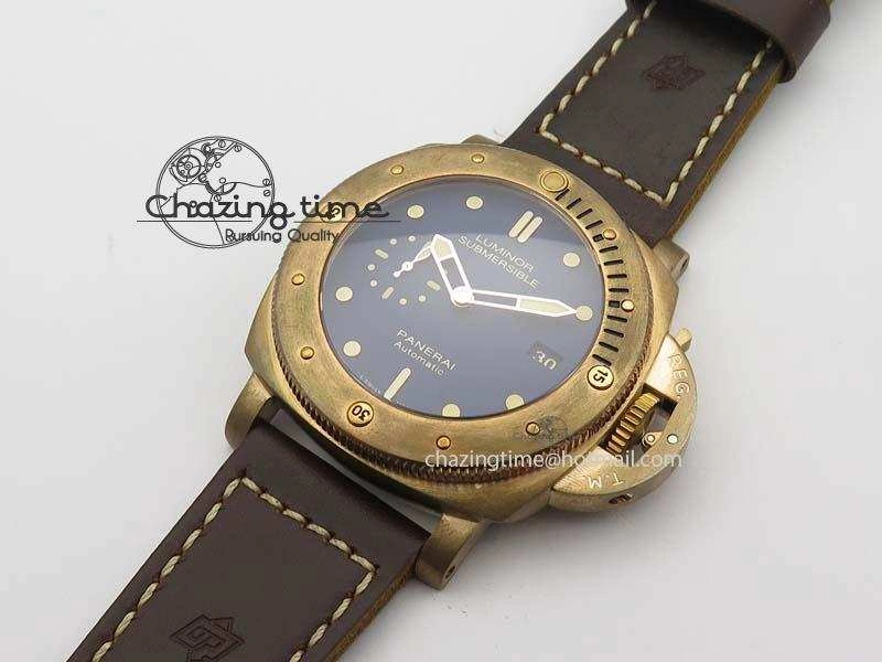 PAM 671 T Bronzo Lite XF Best Edition Blue Dial On Dark Brown Leather Strap P. Affordable 8469