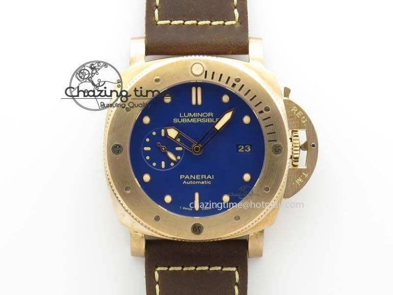 Timeless PAM 671 T Bronzo ZF Best Edition Blue Dial On Dark Brown Leather Strap P. 8470