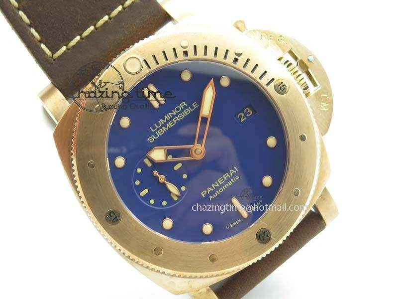 Timeless PAM 671 T Bronzo ZF Best Edition Blue Dial On Dark Brown Leather Strap P. 8470