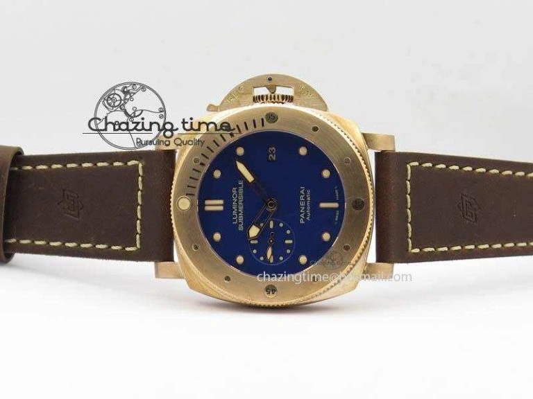 Timeless PAM 671 T Bronzo ZF Best Edition Blue Dial On Dark Brown Leather Strap P. 8470