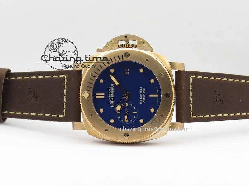 Timeless PAM 671 T Bronzo ZF Best Edition Blue Dial On Dark Brown Leather Strap P. 8470