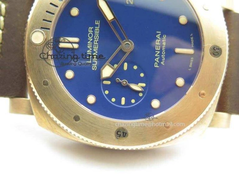 Timeless PAM 671 T Bronzo ZF Best Edition Blue Dial On Dark Brown Leather Strap P. 8470