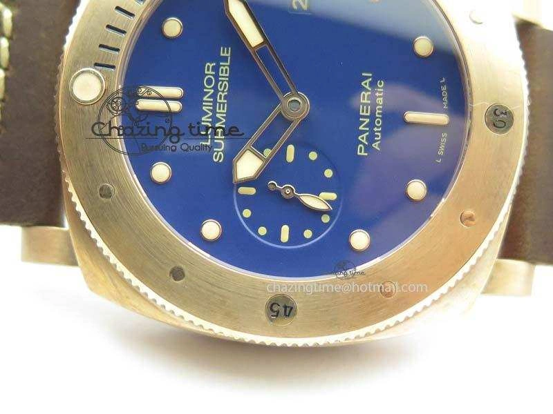 Timeless PAM 671 T Bronzo ZF Best Edition Blue Dial On Dark Brown Leather Strap P. 8470