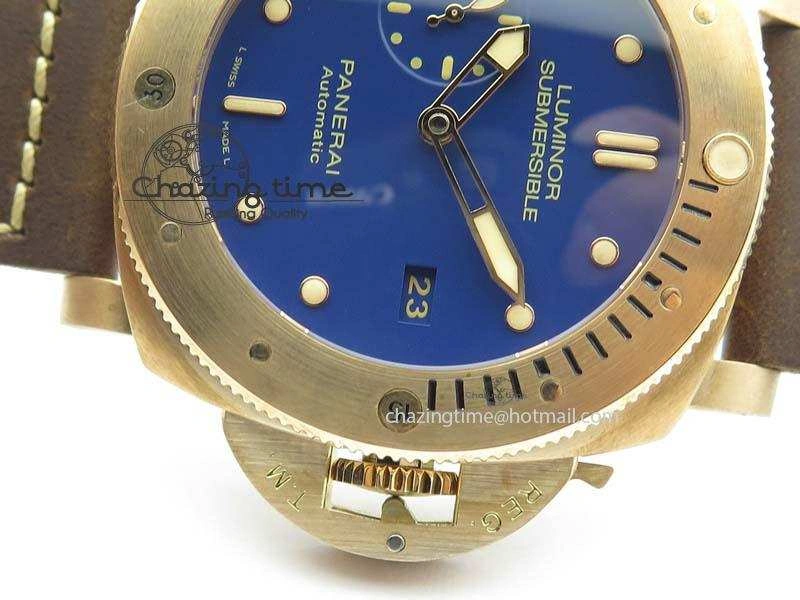 Timeless PAM 671 T Bronzo ZF Best Edition Blue Dial On Dark Brown Leather Strap P. 8470