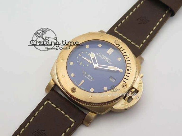 Timeless PAM 671 T Bronzo ZF Best Edition Blue Dial On Dark Brown Leather Strap P. 8470