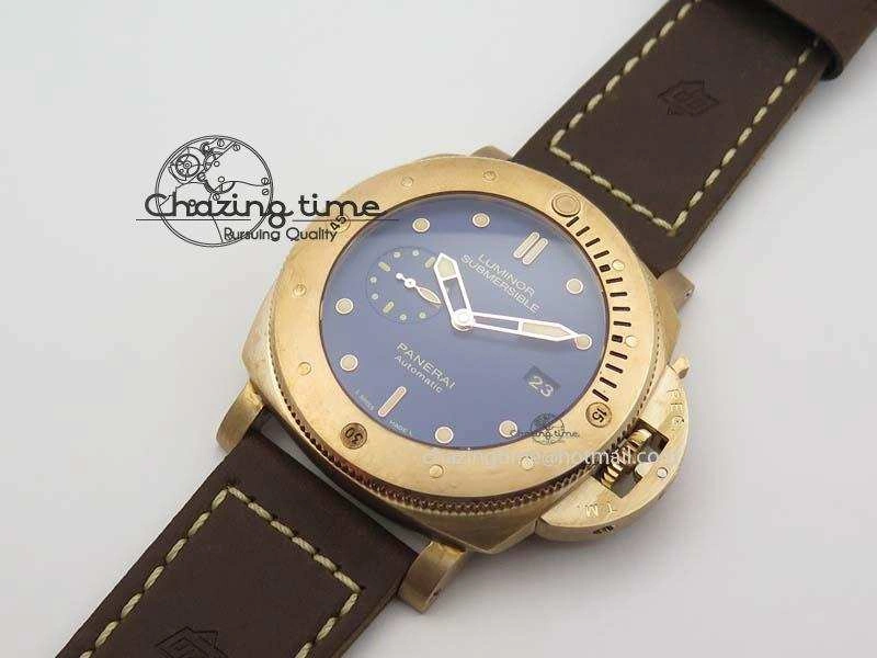 Timeless PAM 671 T Bronzo ZF Best Edition Blue Dial On Dark Brown Leather Strap P. 8470