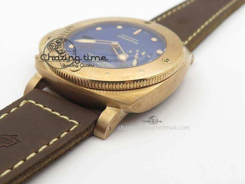 Timeless PAM 671 T Bronzo ZF Best Edition Blue Dial On Dark Brown Leather Strap P. 8470