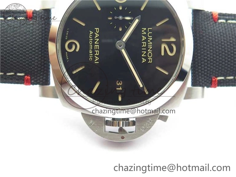 Unisex PAM1025 VSF 1:1 Best Edition Black Dial on Black Canvas Strap P.9010 Clone 8380