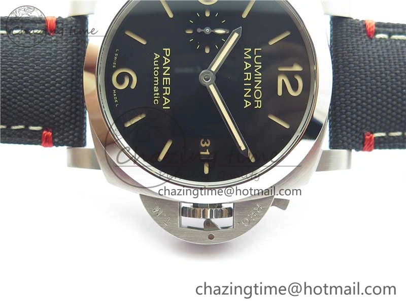 Unisex PAM1025 VSF 1:1 Best Edition Black Dial on Black Canvas Strap P.9010 Clone 8380