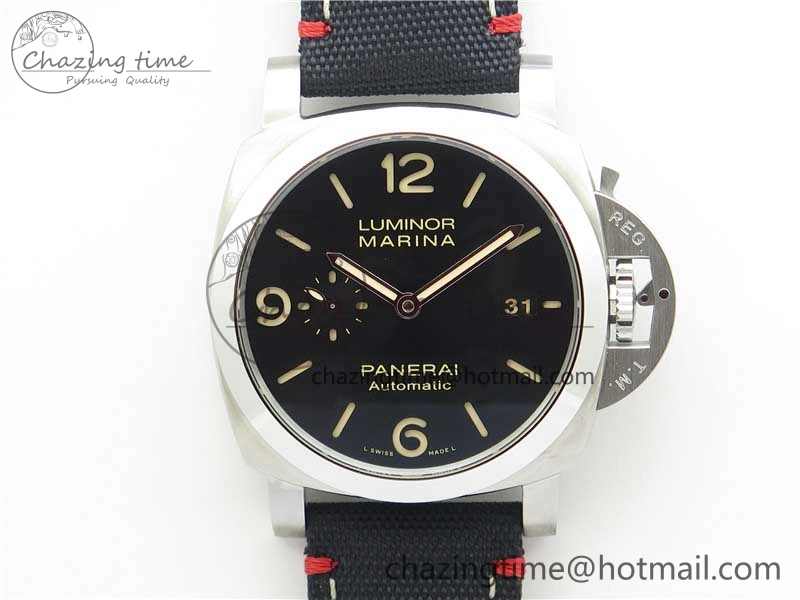 Unisex PAM1025 VSF 1:1 Best Edition Black Dial on Black Canvas Strap P.9010 Clone 8380