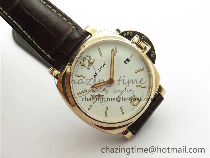 Neat PAM1042 Luminor Due RG VSF Best Edition White Dial on Leather Strap AXXXIV 8386