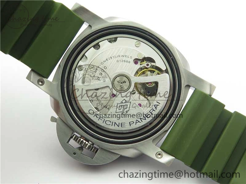 PAM1055 Luminor Submersible 42mm Verde Militare VSF 1:1 Best Edition on Green Rubber Strap P.900 Clone Minimalist 8409