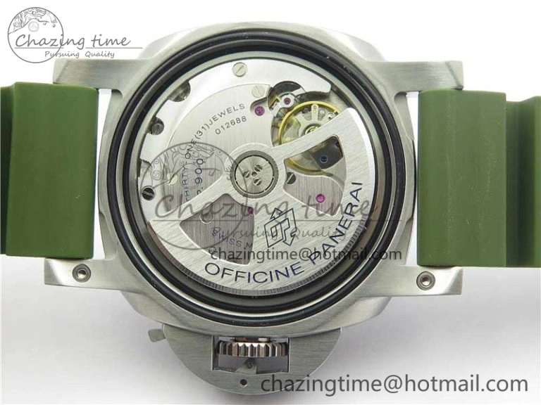 PAM1055 Luminor Submersible 42mm Verde Militare VSF 1:1 Best Edition on Green Rubber Strap P.900 Clone Minimalist 8409