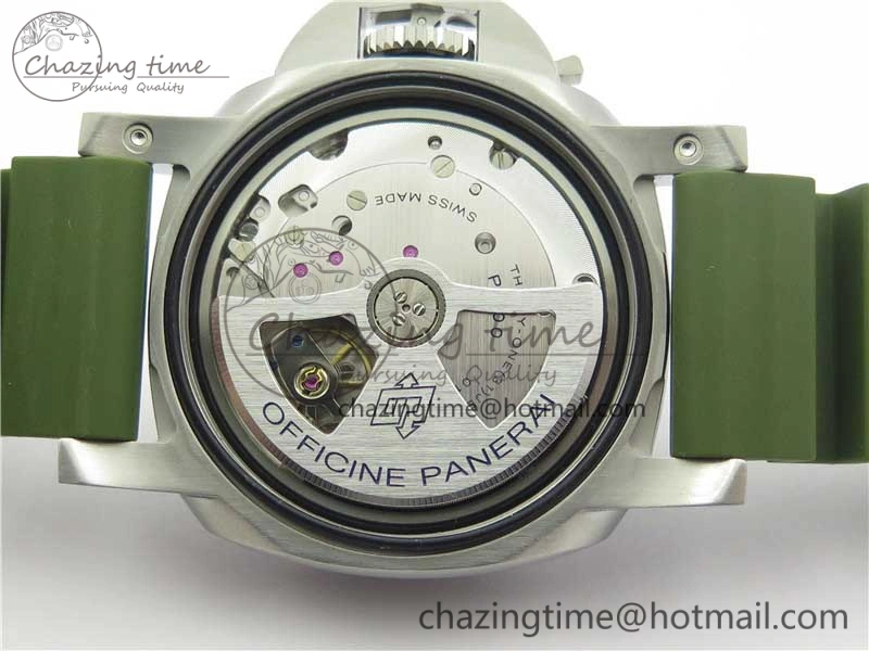 PAM1055 Luminor Submersible 42mm Verde Militare VSF 1:1 Best Edition on Green Rubber Strap P.900 Clone Minimalist 8409