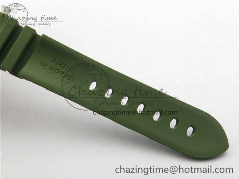 PAM1055 Luminor Submersible 42mm Verde Militare VSF 1:1 Best Edition on Green Rubber Strap P.900 Clone Minimalist 8409