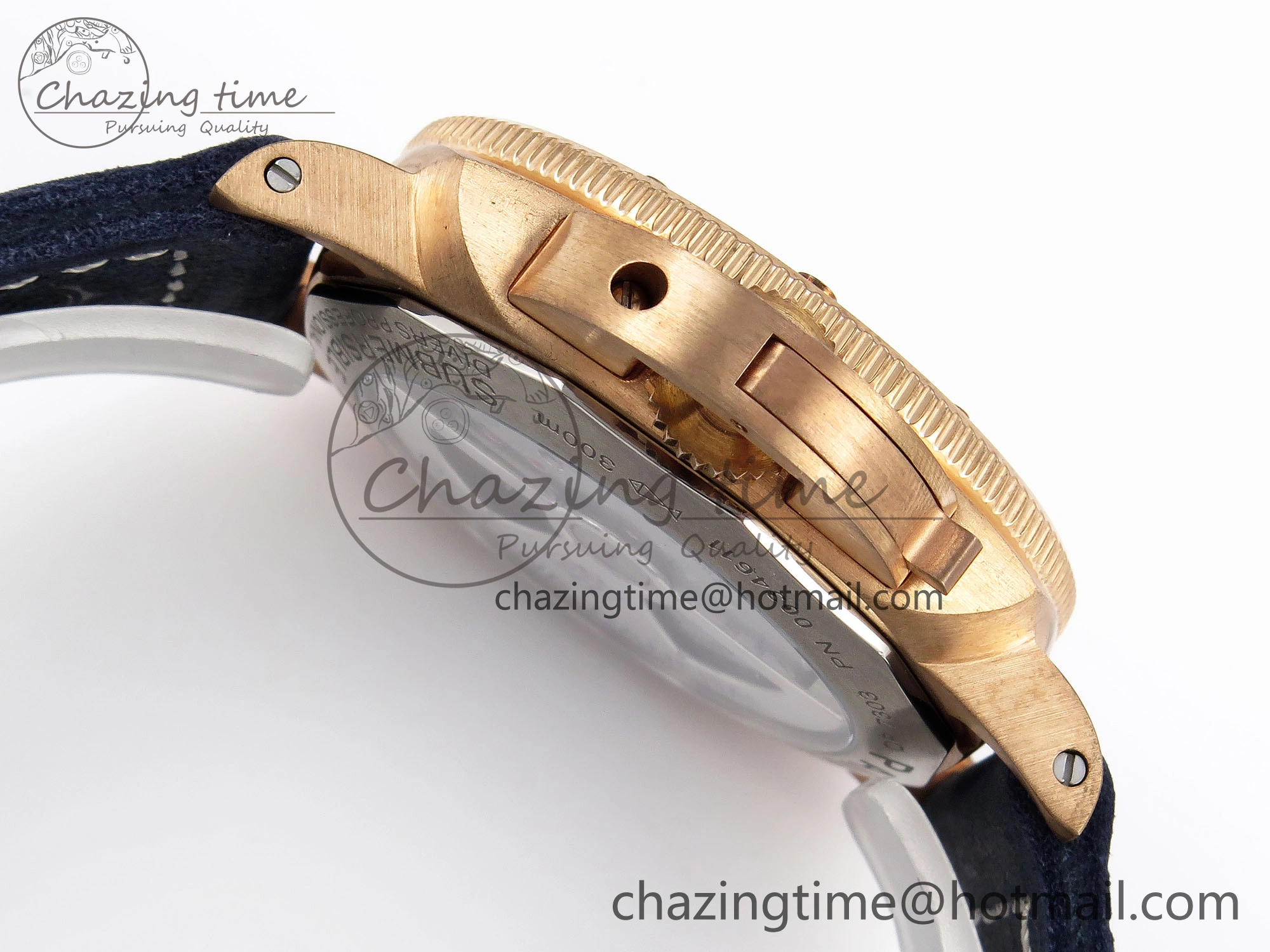 Breathable PAM1074 W BRONZO VSF 1:1 BEST EDITION BLUE DIAL ON BLUE CALFSKIN STRAP P.900 CLONE 8345