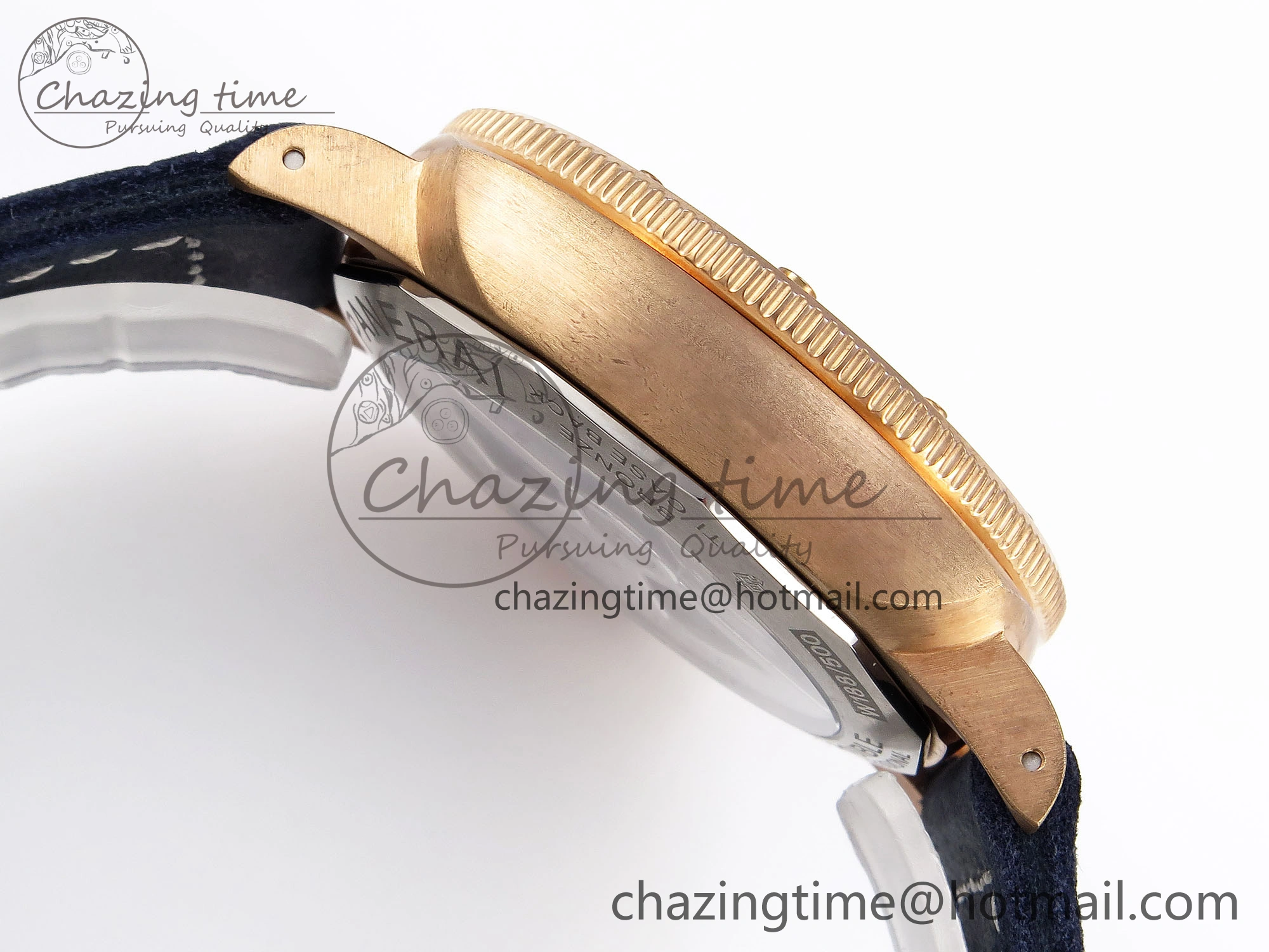 Breathable PAM1074 W BRONZO VSF 1:1 BEST EDITION BLUE DIAL ON BLUE CALFSKIN STRAP P.900 CLONE 8345