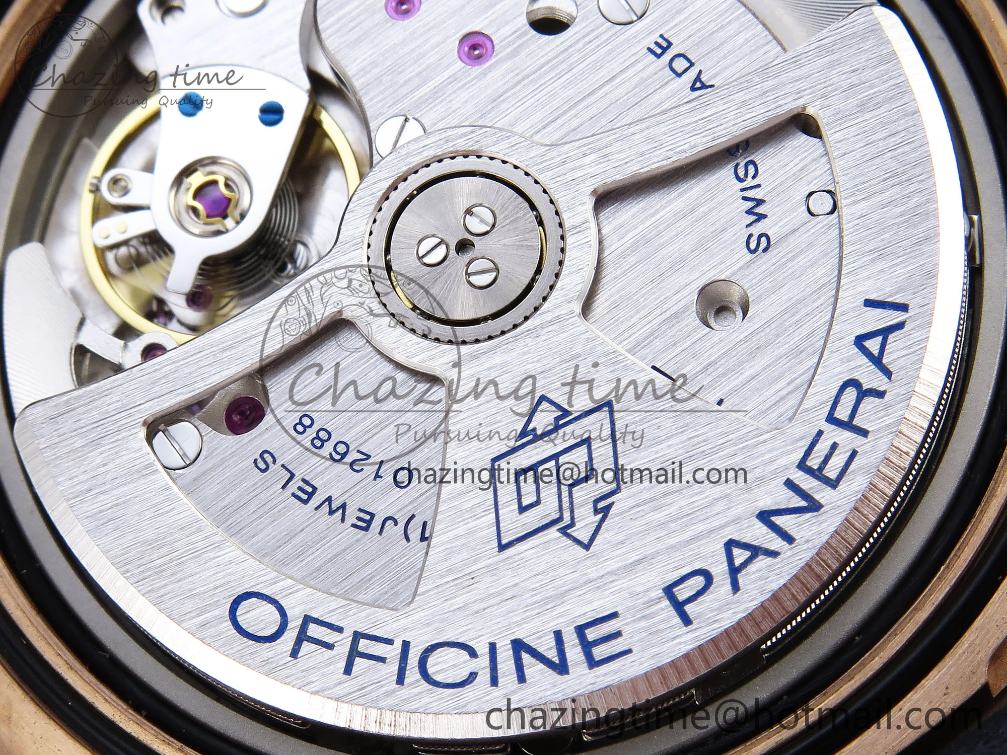 Breathable PAM1074 W BRONZO VSF 1:1 BEST EDITION BLUE DIAL ON BLUE CALFSKIN STRAP P.900 CLONE 8345