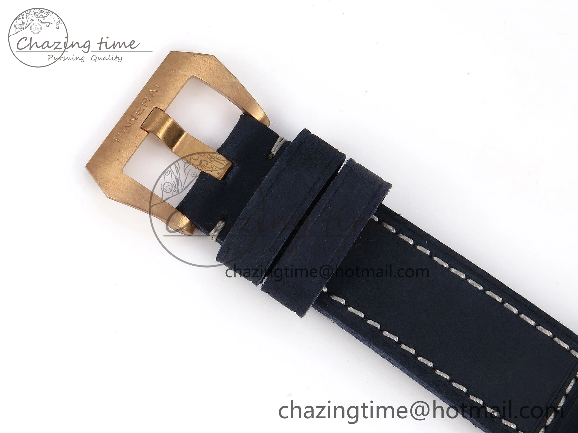 Breathable PAM1074 W BRONZO VSF 1:1 BEST EDITION BLUE DIAL ON BLUE CALFSKIN STRAP P.900 CLONE 8345