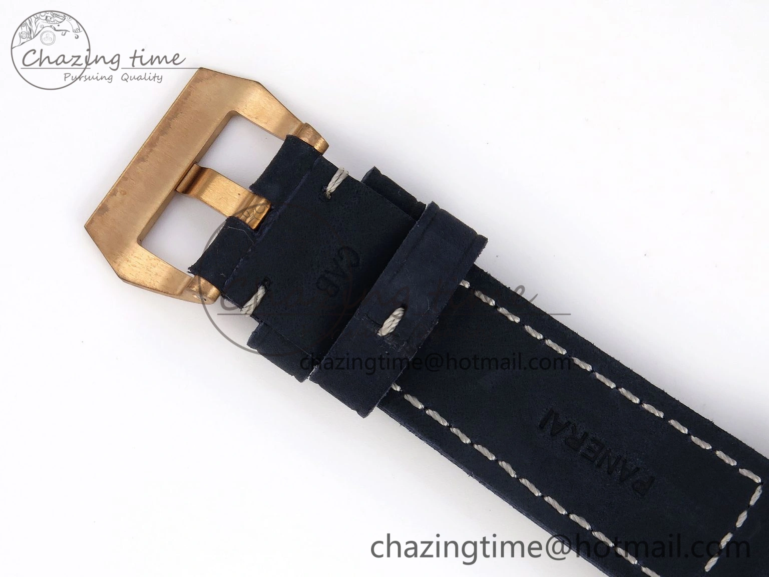 Breathable PAM1074 W BRONZO VSF 1:1 BEST EDITION BLUE DIAL ON BLUE CALFSKIN STRAP P.900 CLONE 8345