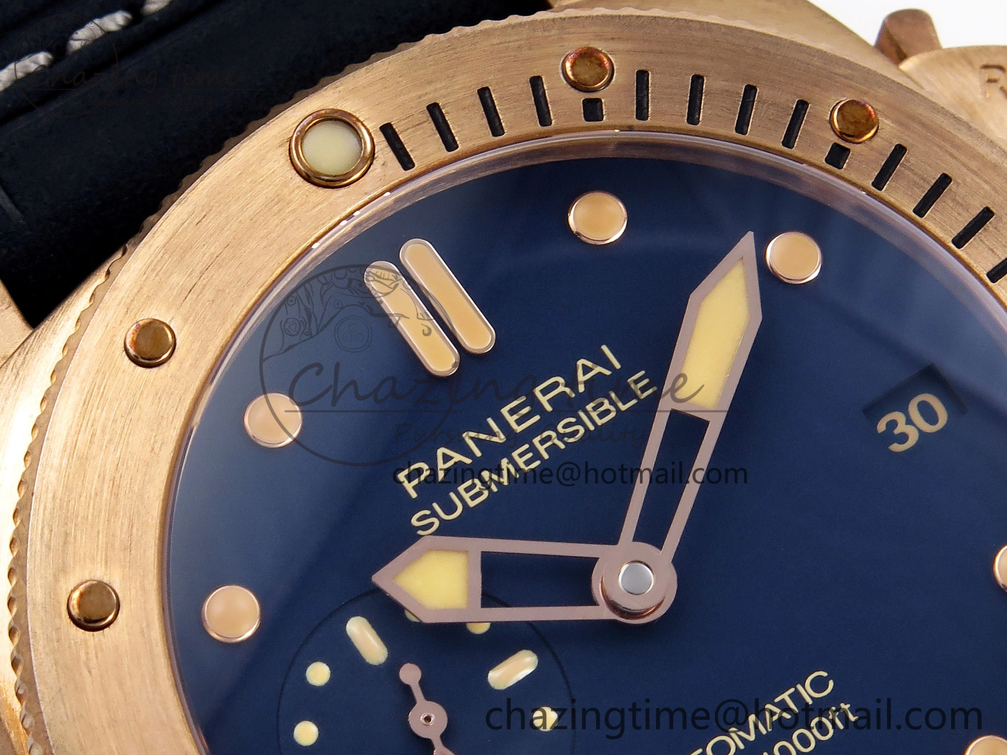 Breathable PAM1074 W BRONZO VSF 1:1 BEST EDITION BLUE DIAL ON BLUE CALFSKIN STRAP P.900 CLONE 8345