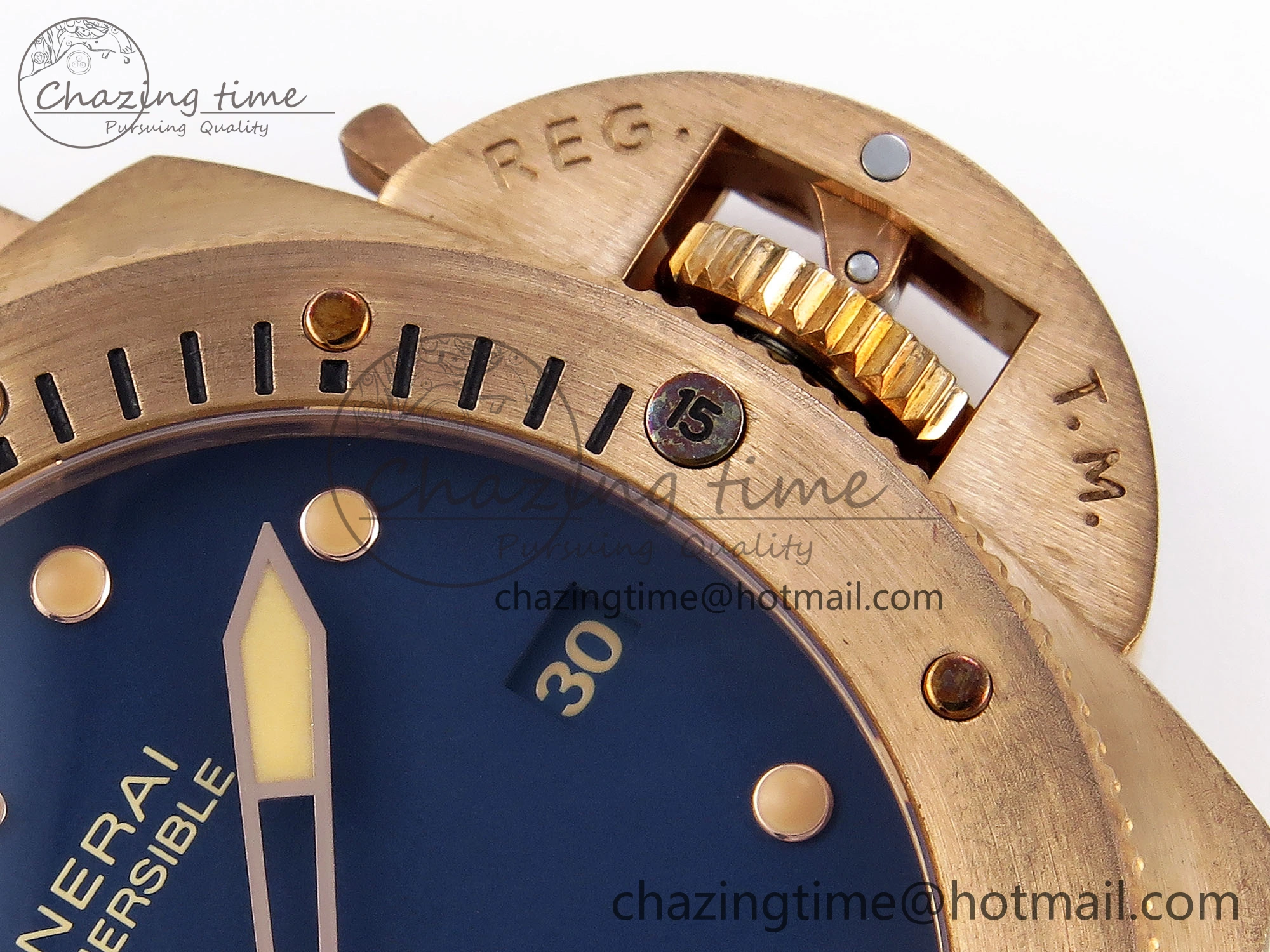 Breathable PAM1074 W BRONZO VSF 1:1 BEST EDITION BLUE DIAL ON BLUE CALFSKIN STRAP P.900 CLONE 8345