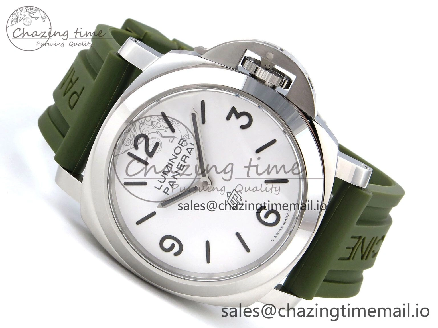 PAM1087 W HWF 1:1 Best Edition White Dial on Green Rubber Strap A UrbanChic 8305