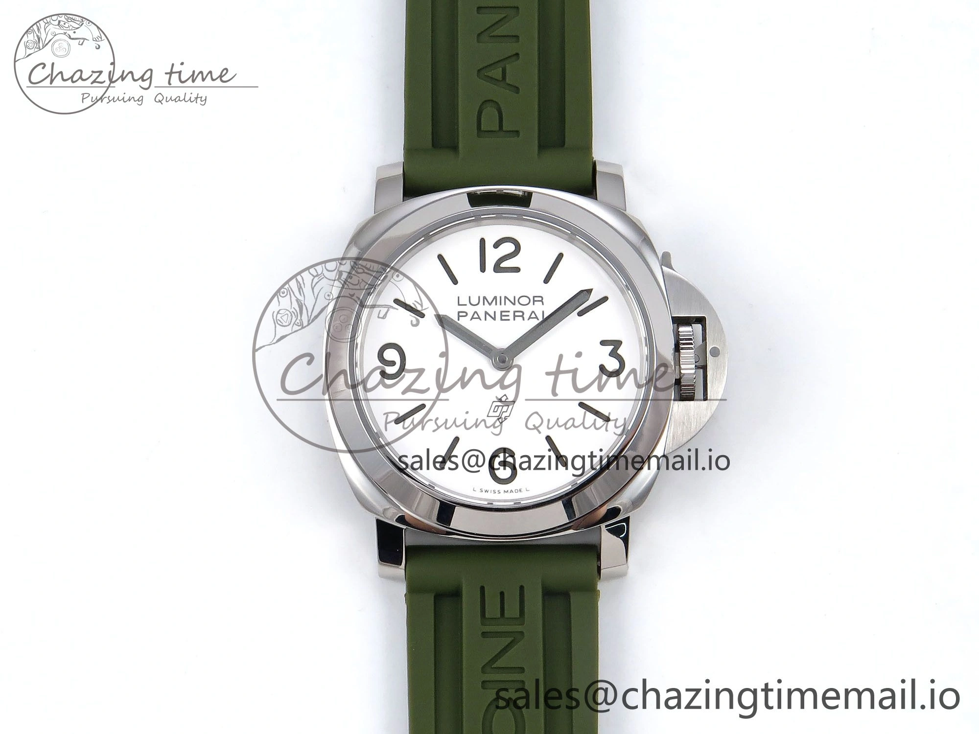 PAM1087 W HWF 1:1 Best Edition White Dial on Green Rubber Strap A UrbanChic 8305