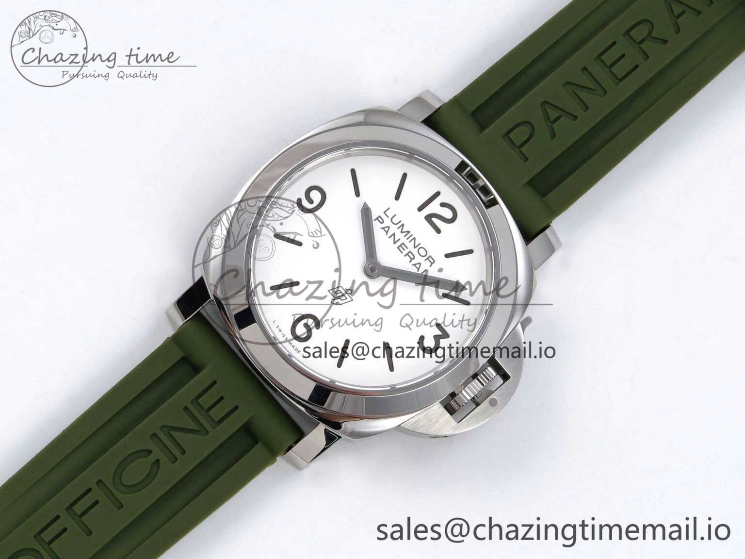 PAM1087 W HWF 1:1 Best Edition White Dial on Green Rubber Strap A UrbanChic 8305