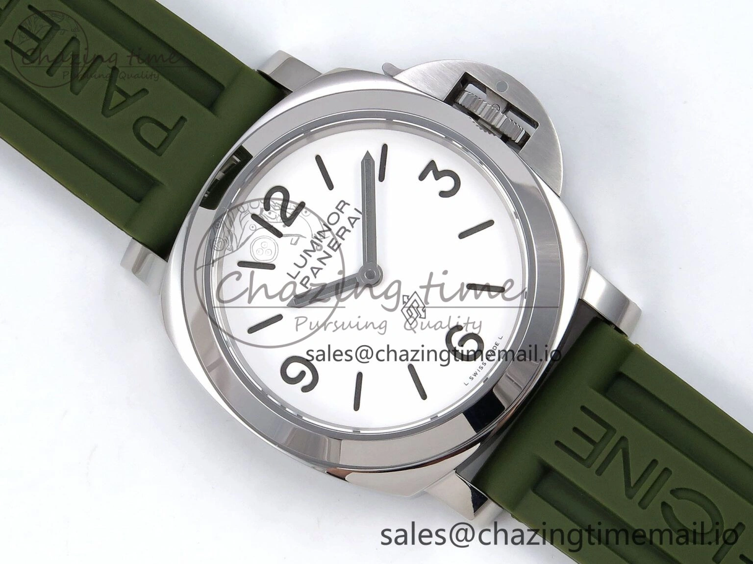 PAM1087 W HWF 1:1 Best Edition White Dial on Green Rubber Strap A UrbanChic 8305