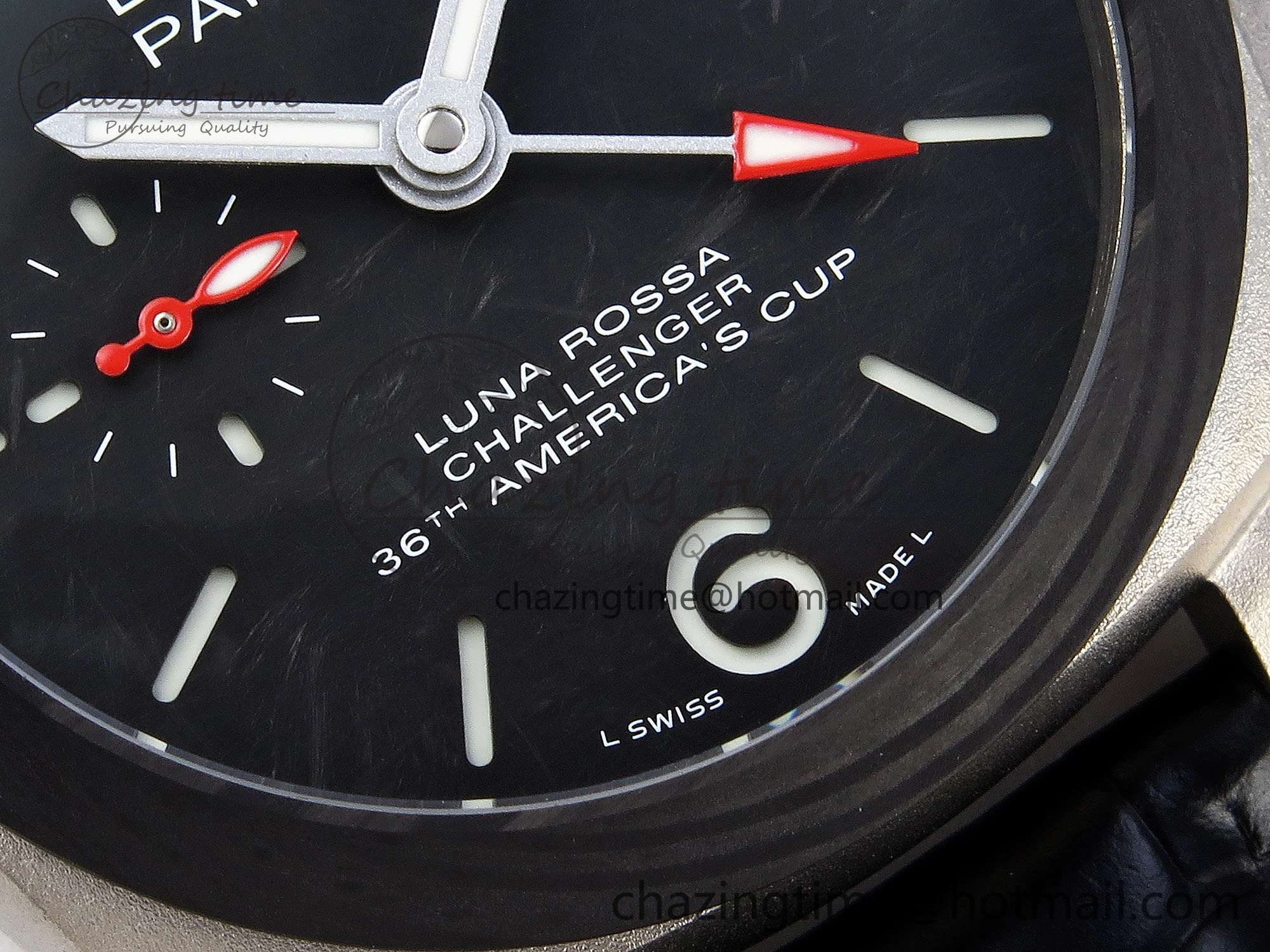 PAM1096 W LUMINOR GMT 42MM TITANIUM VSF 1:1 BEST EDITION BLACK DIAL ON BLACK LEATHER STRAP P.9011 SUPER CLONE Flexible 8346