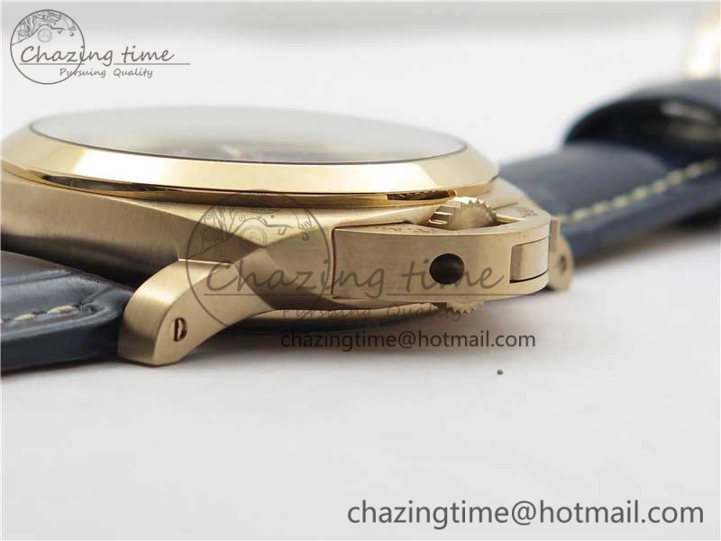 PAM1112 V GMT RG VSF 1:1 Best Edition Blue Dial on Blue Leather Strap P.9011 Super Clone Lightweight 8402