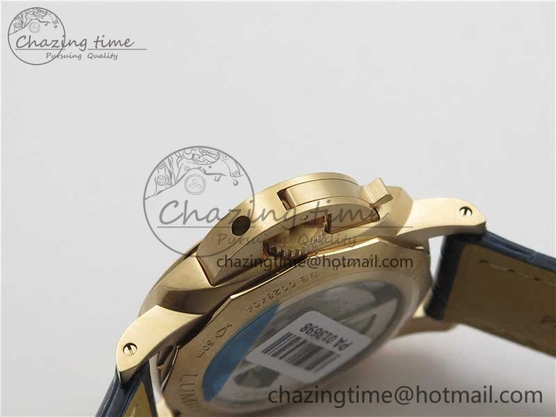PAM1112 V GMT RG VSF 1:1 Best Edition Blue Dial on Blue Leather Strap P.9011 Super Clone Lightweight 8402