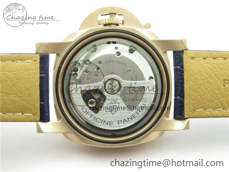 PAM1112 V GMT RG VSF 1:1 Best Edition Blue Dial on Blue Leather Strap P.9011 Super Clone Lightweight 8402