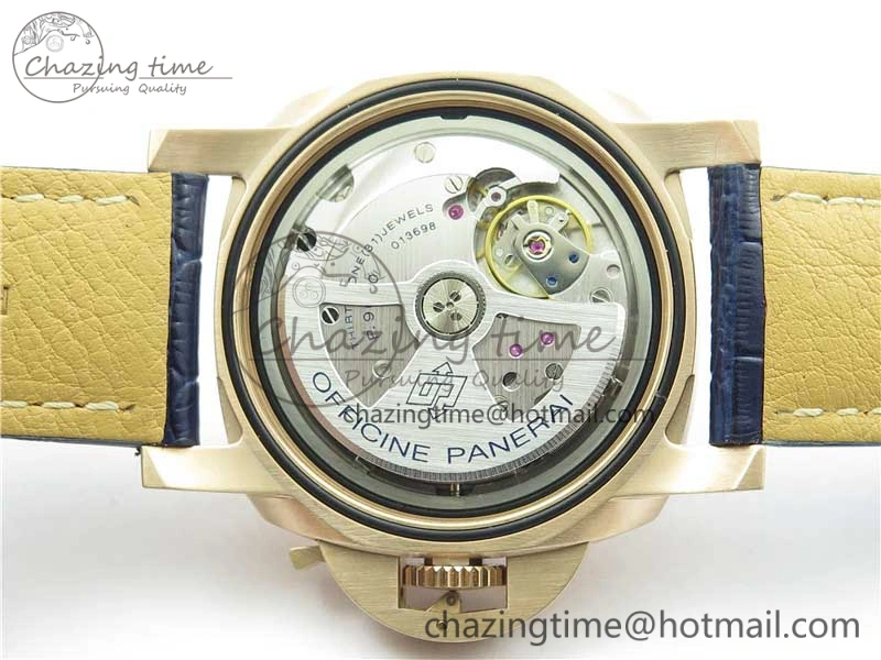 PAM1112 V GMT RG VSF 1:1 Best Edition Blue Dial on Blue Leather Strap P.9011 Super Clone Lightweight 8402
